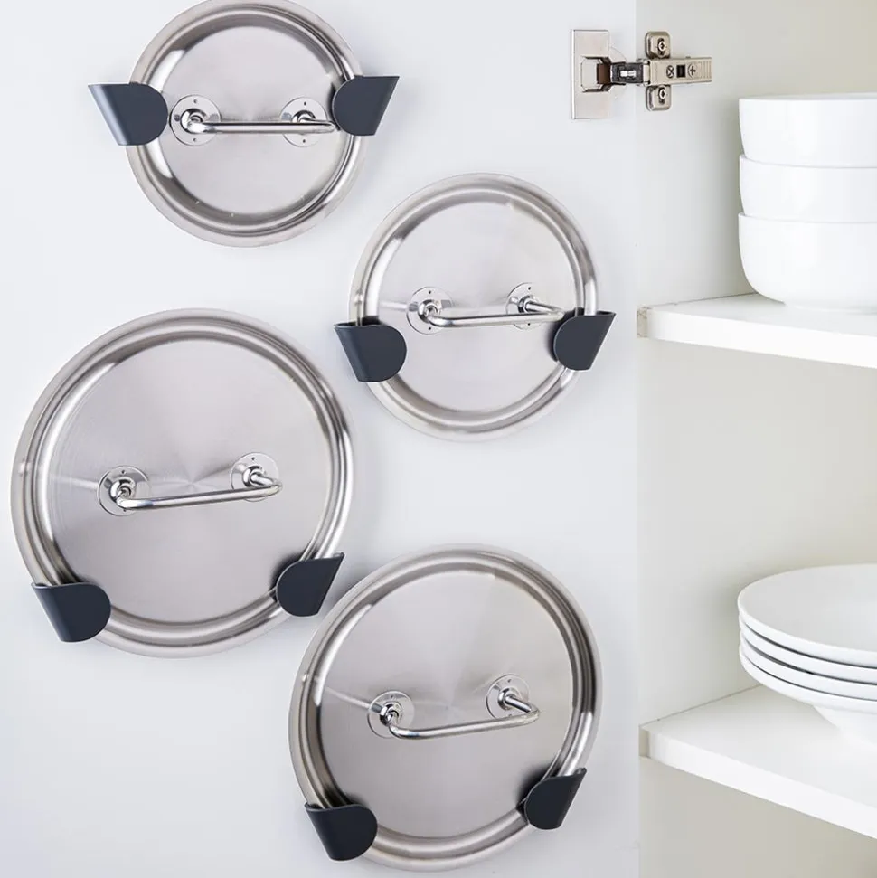 Joseph Joseph Cupboardstore Adhesive Pot Lid Holder - Set of 4 (Black)
