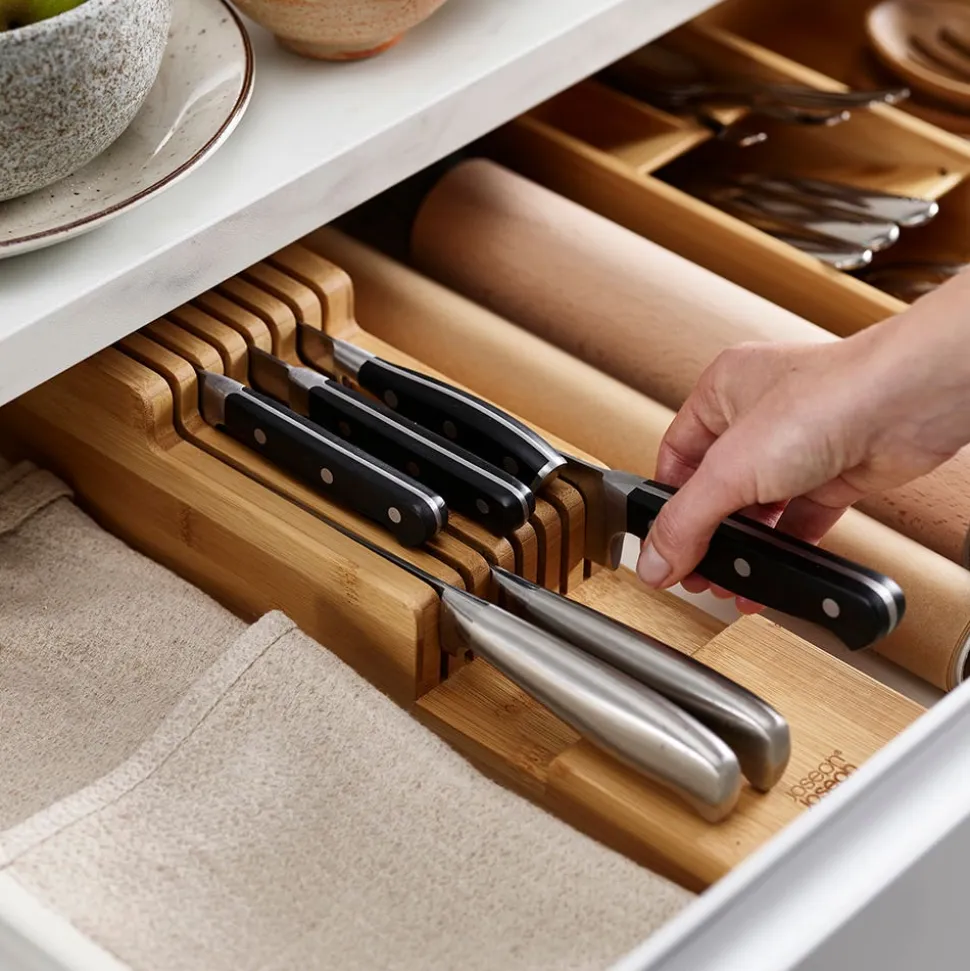 Joseph Joseph Drawerstore 2-Tier Bamboo Knife Organizer 15.8x3.3x4.5"