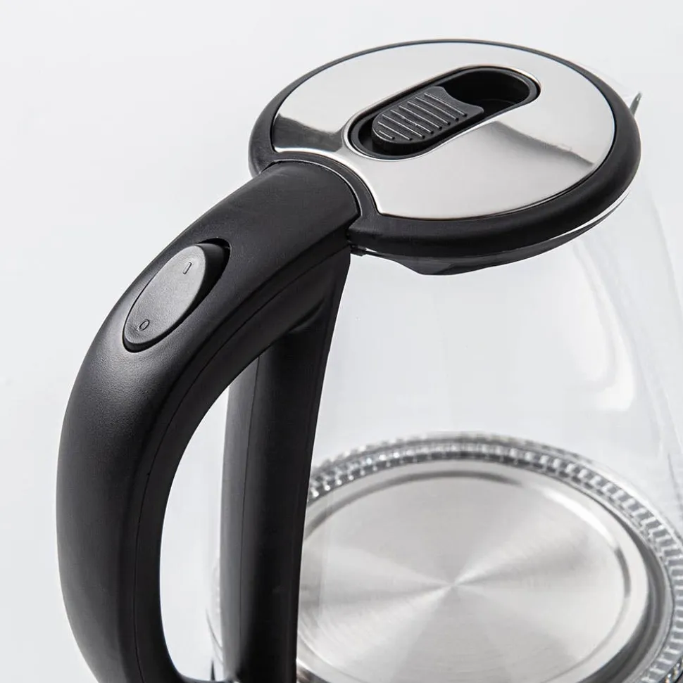 JS Gourmet Electric Glass Kettle (Stainless Steel)