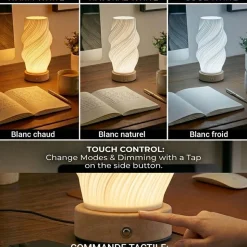 JS Maison Rechargeable 'Twist' Bedside Night Light