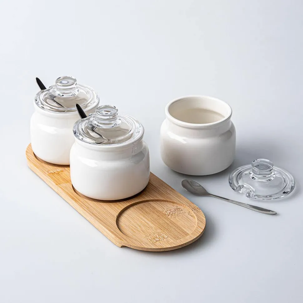Keittiö Essentials Serving Set with Bamboo Tray - Set of 7 (250mL)