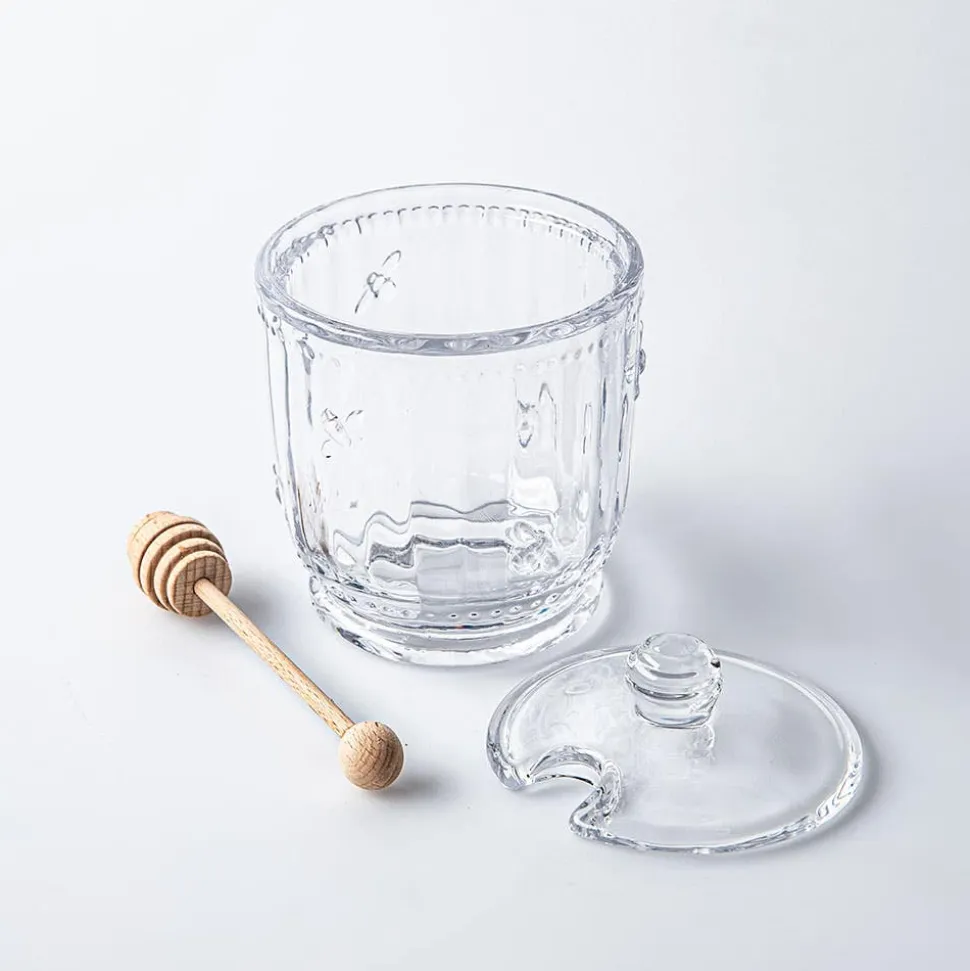 Keittiö Sweet Hive Glass Honey Jar with Dipper (Clear)