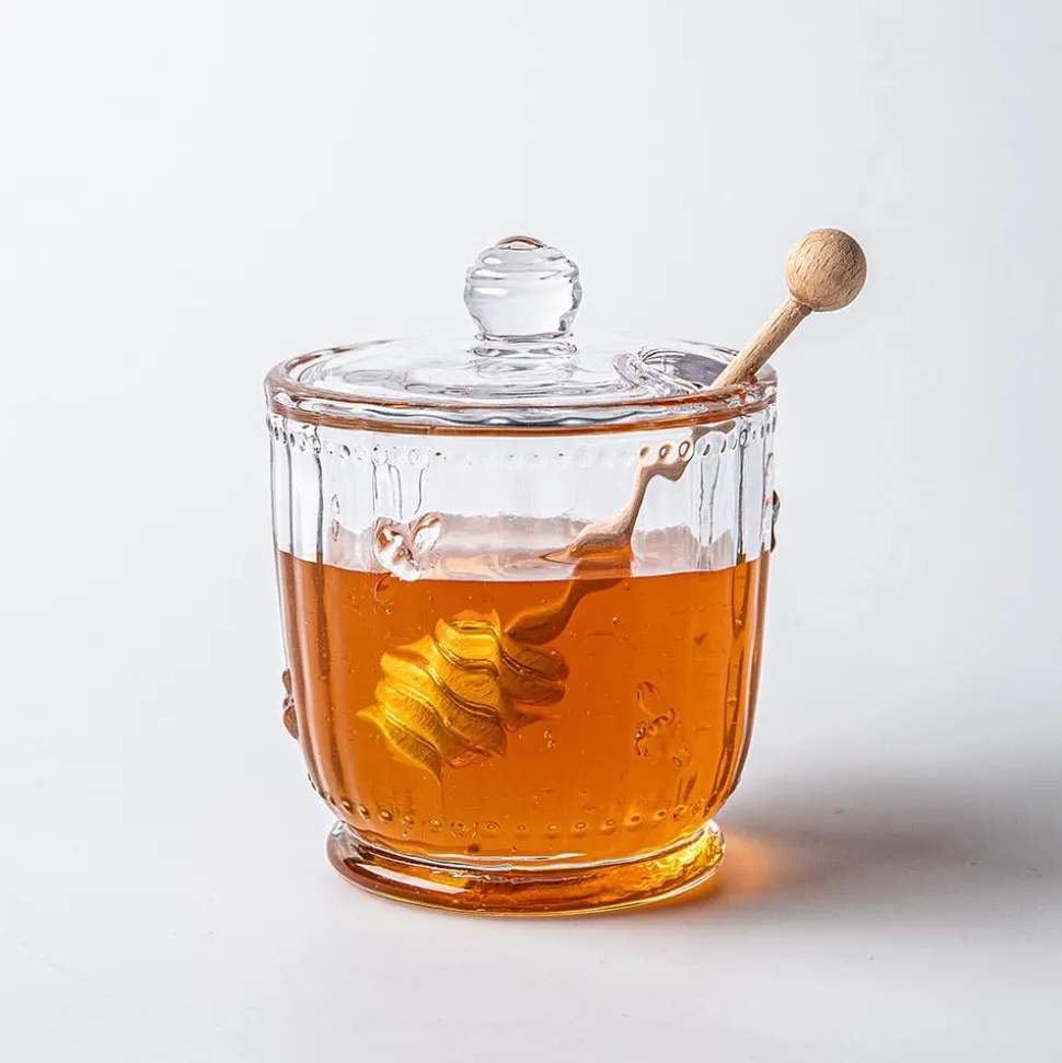 Keittiö Sweet Hive Glass Honey Jar with Dipper (Clear)