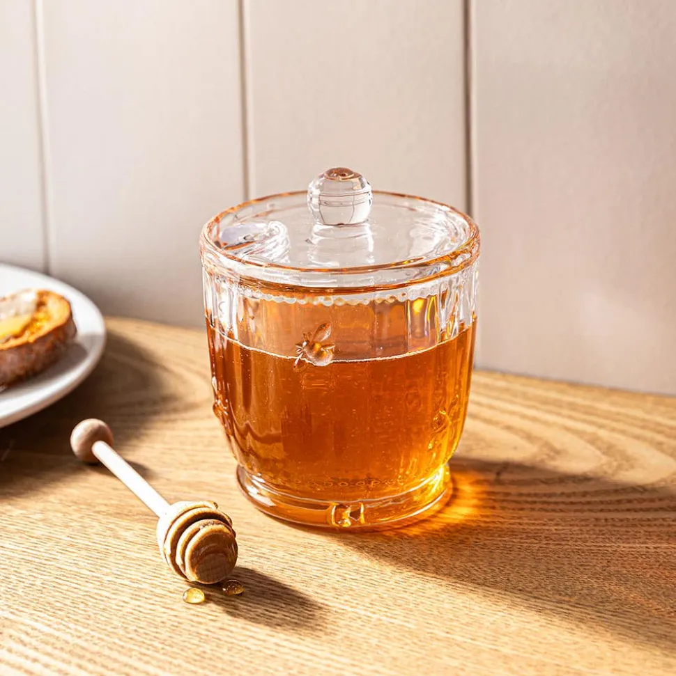 Keittiö Sweet Hive Glass Honey Jar with Dipper (Clear)