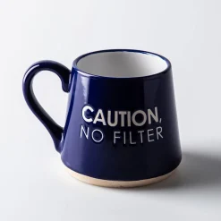 Koppers Big Bottom 'Caution No Filter' Mug (Navy/White) 16oz.
