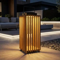 KSP Akari Solar LED Wood Lantern 20 x 20 x 42 cm