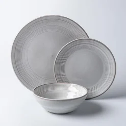 KSP Arcadia Reactive Stoneware Dinnerware - Set of 12 (Grey)