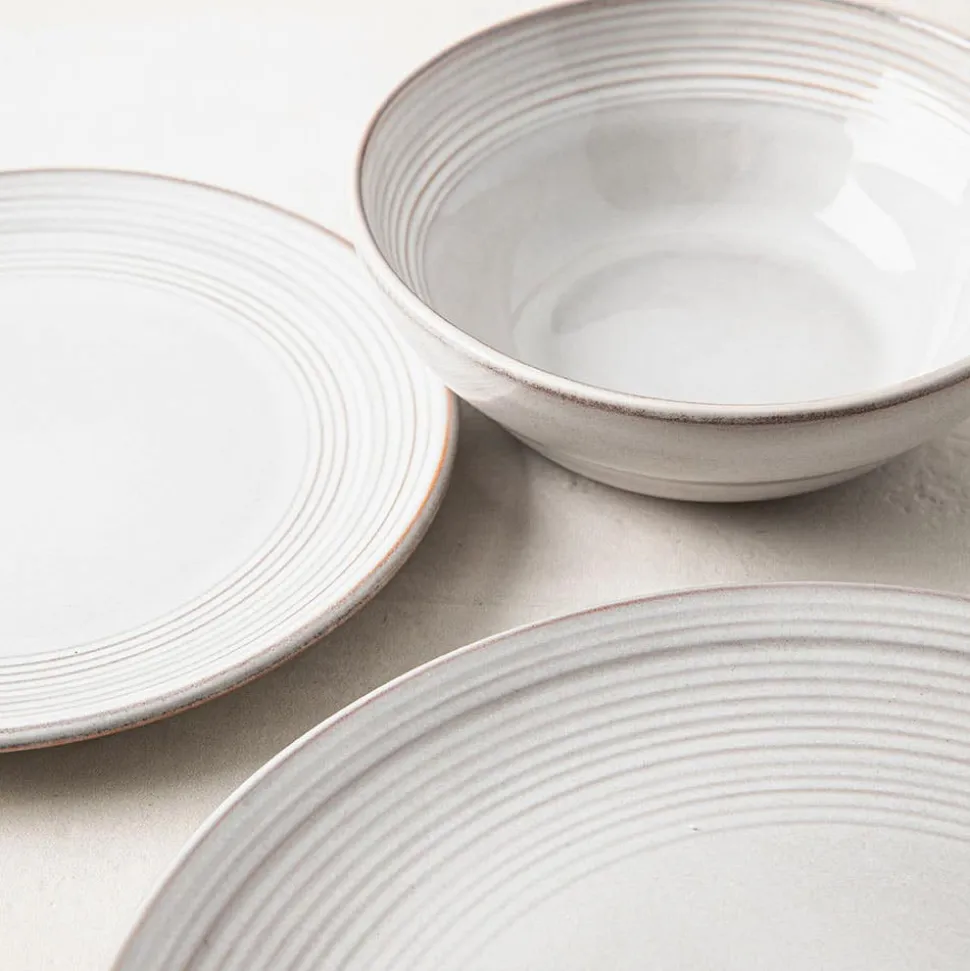 KSP Arcadia Reactive Stoneware Dinnerware - Set of 12 (Grey)