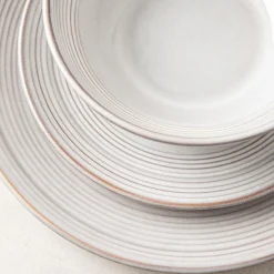 KSP Arcadia Reactive Stoneware Dinnerware - Set of 12 (Grey)