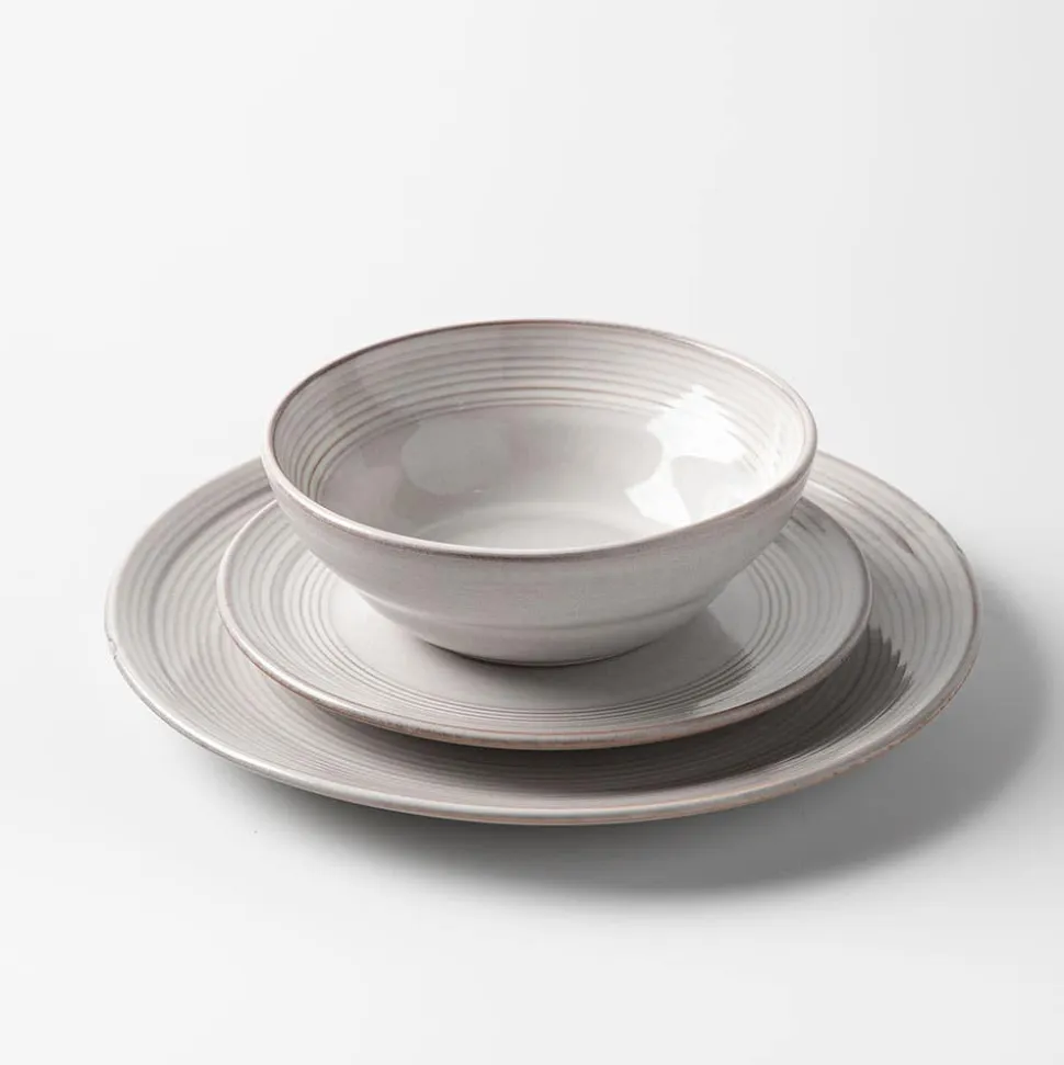 KSP Arcadia Reactive Stoneware Dinnerware - Set of 12 (Grey)