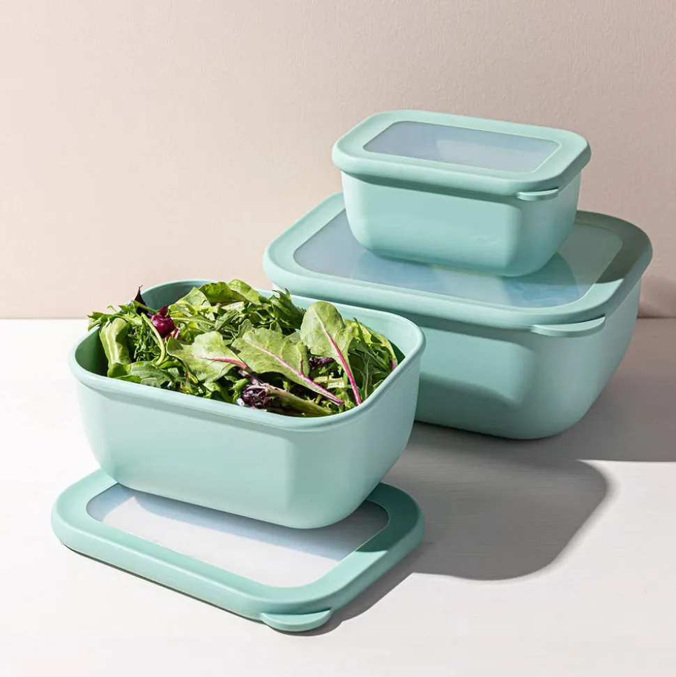 KSP Arco 'Rectangle' Food Storage with Lid - Set of 3 (Green)