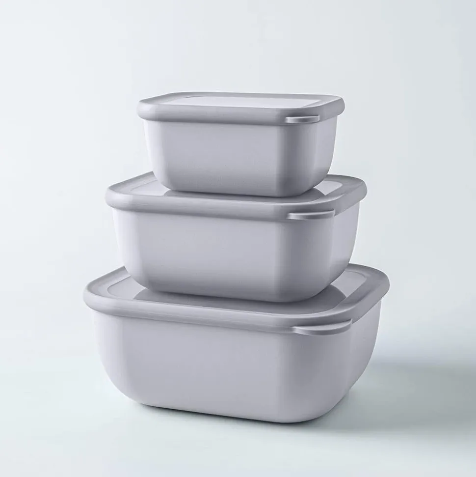 KSP Arco 'Rectangle' Food Storage with Lid - Set of 3 (Grey)