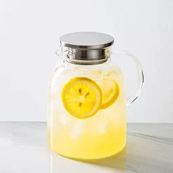 KSP Arthur Glass Pitcher with Metal Lid (Clear & Stainless Steel)