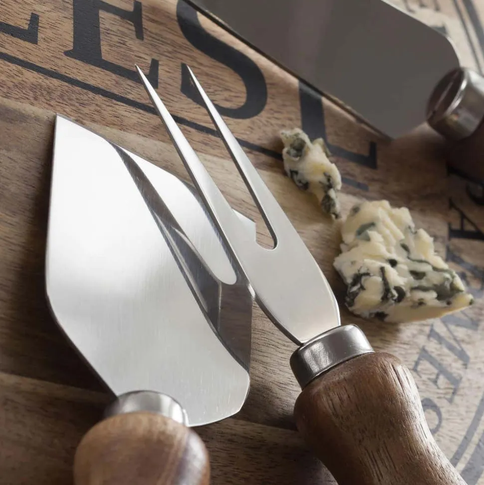KSP Artisanal Acacia Wood Cheese Board With Knives