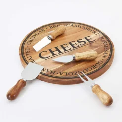 KSP Artisanal Acacia Wood Cheese Board With Knives