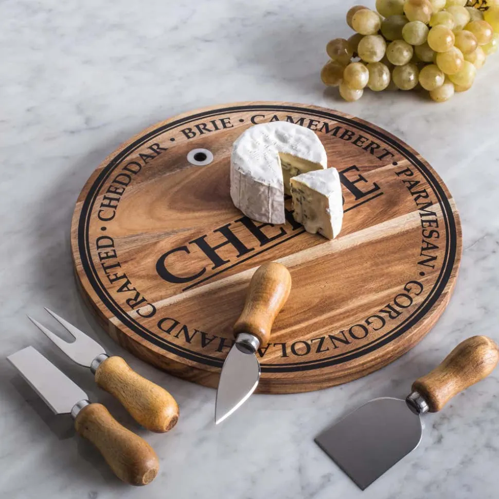 KSP Artisanal Acacia Wood Cheese Board With Knives