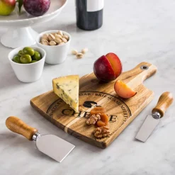 KSP Artisanal 'Acacia Wood' Cheese Paddle With Knives - Set of 3
