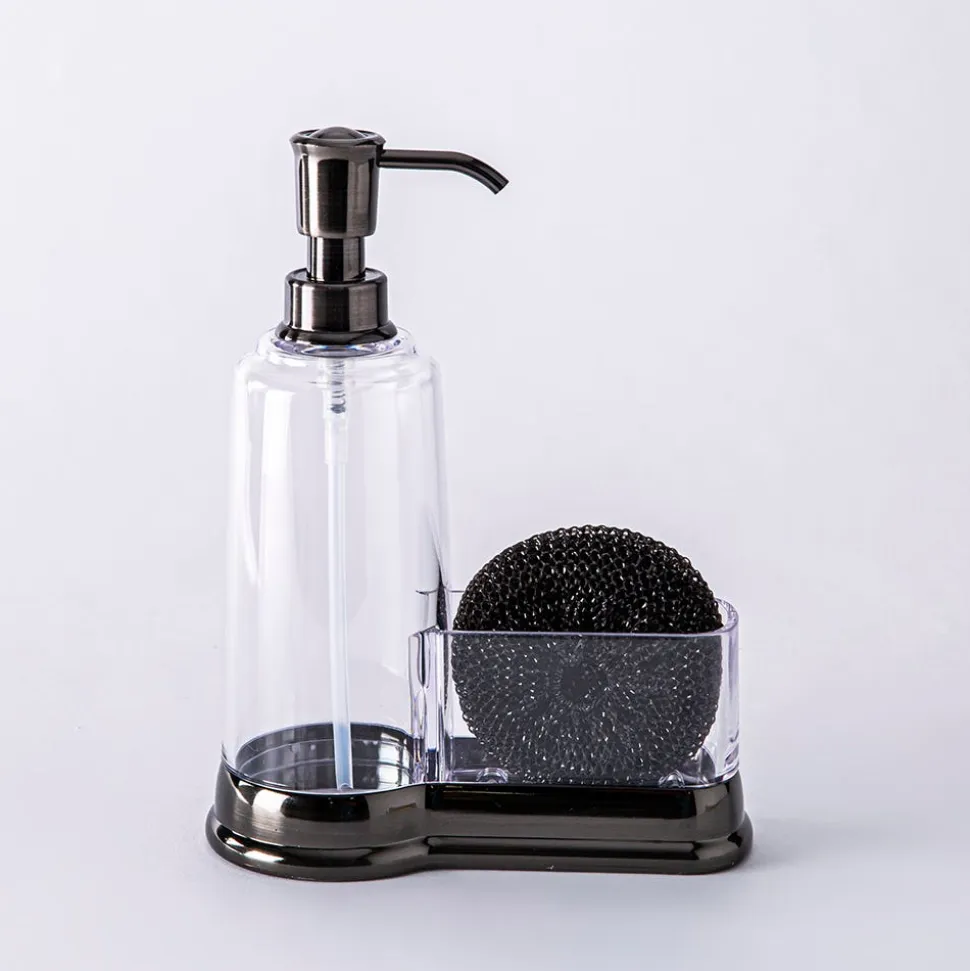 KSP Ashbury Soap Pump Caddy with Scrubby (Black)