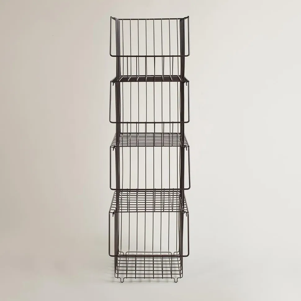 KSP Ashley Stacking Wire Basket - Set of 4 (Brown) 27 x 37 x 94 cm