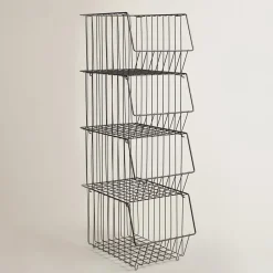 KSP Ashley Stacking Wire Basket - Set of 4 (Brown) 27 x 37 x 94 cm