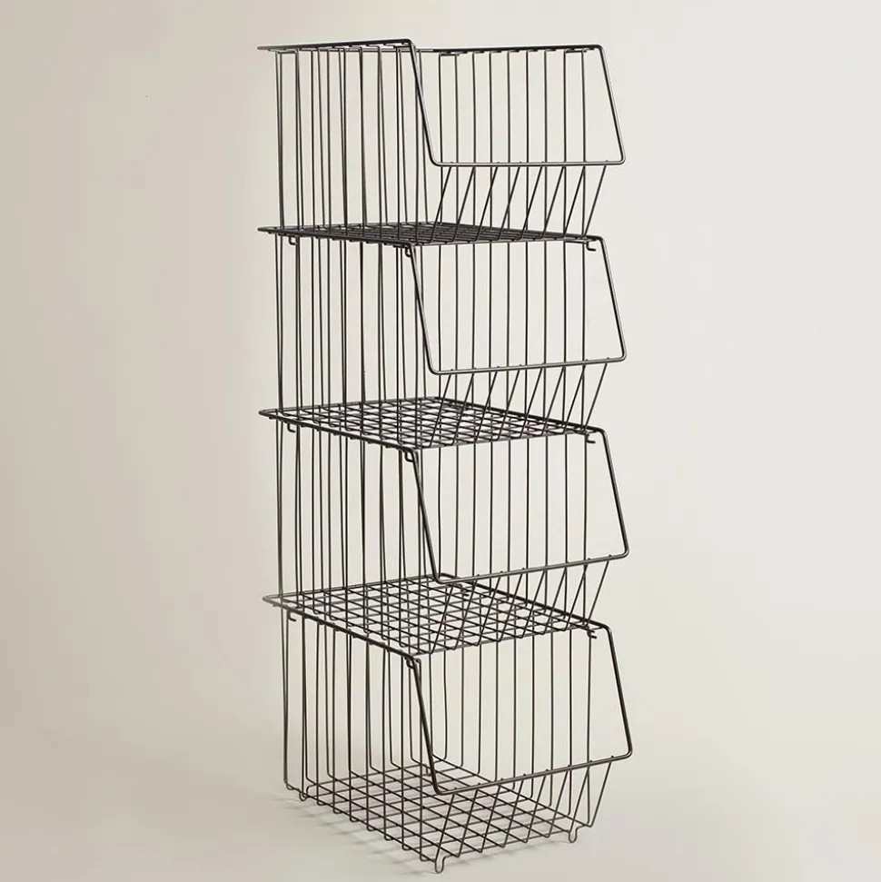 KSP Ashley Stacking Wire Basket - Set of 4 (Brown) 27 x 37 x 94 cm
