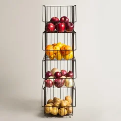KSP Ashley Stacking Wire Basket - Set of 4 (Brown) 27 x 37 x 94 cm