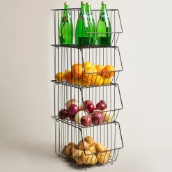 KSP Ashley Stacking Wire Basket - Set of 4 (Brown) 27 x 37 x 94 cm