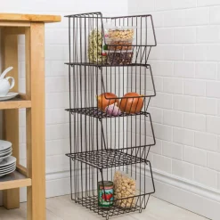 KSP Ashley Stacking Wire Basket - Set of 4 (Brown) 27 x 37 x 94 cm
