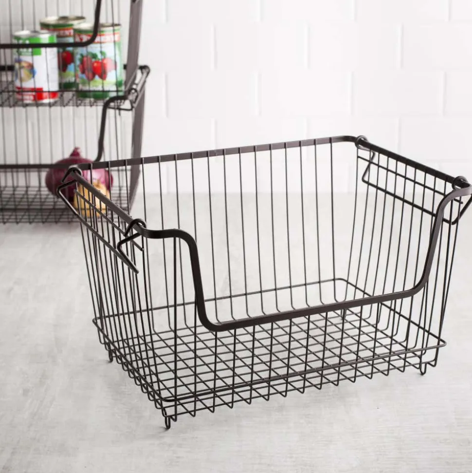 KSP Ashley Stacking Wire Basket Large (Brown) 36 x 27 x 22.5 cm