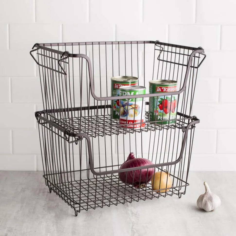 KSP Ashley Stacking Wire Basket Large (Brown) 36 x 27 x 22.5 cm
