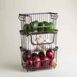 KSP Ashley Stacking Wire Basket Large (Brown) 36 x 27 x 22.5 cm