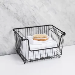 KSP Ashley Stacking Wire Basket Large (Matte Black) 36 x 27 x 22.5 cm