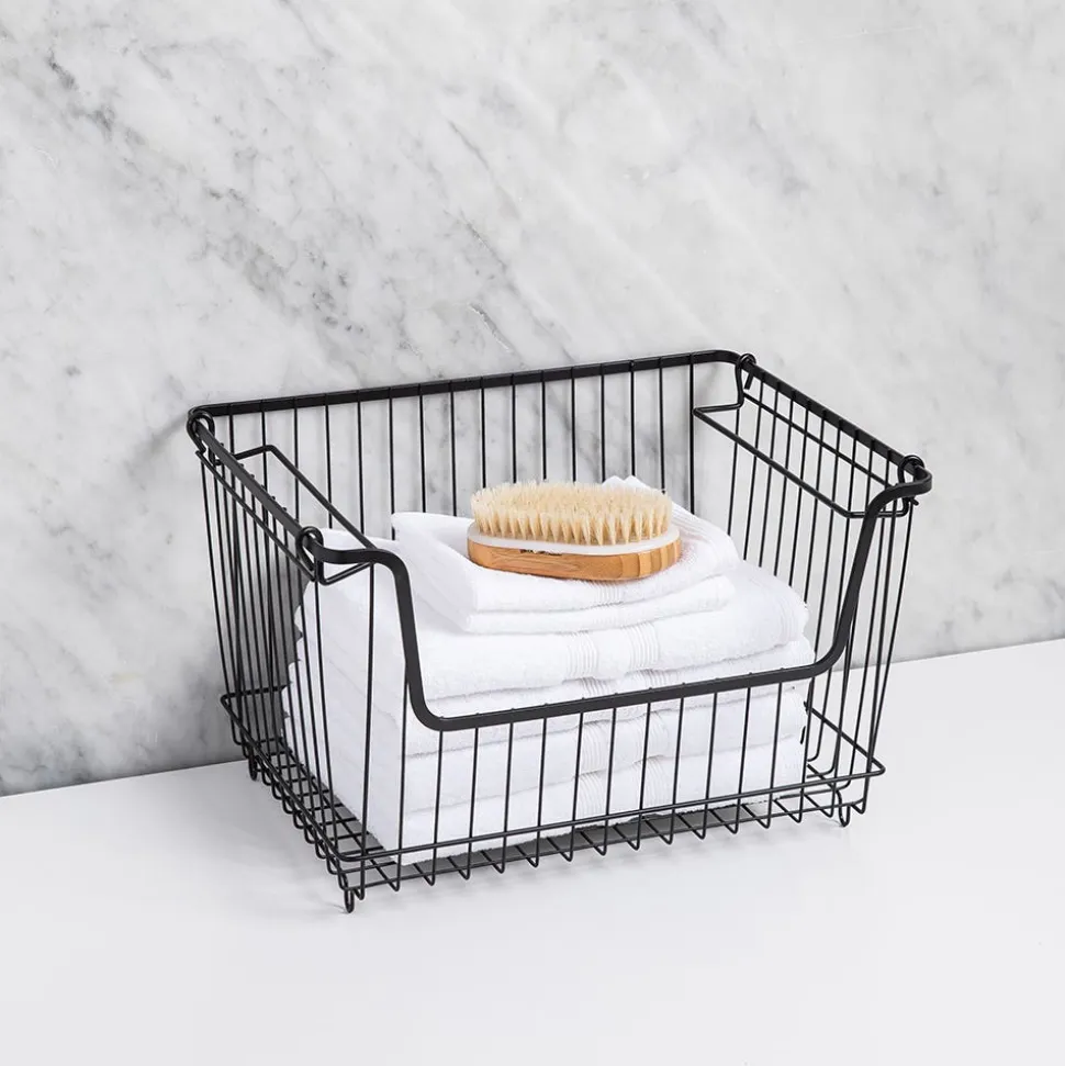 KSP Ashley Stacking Wire Basket Large (Matte Black) 36 x 27 x 22.5 cm