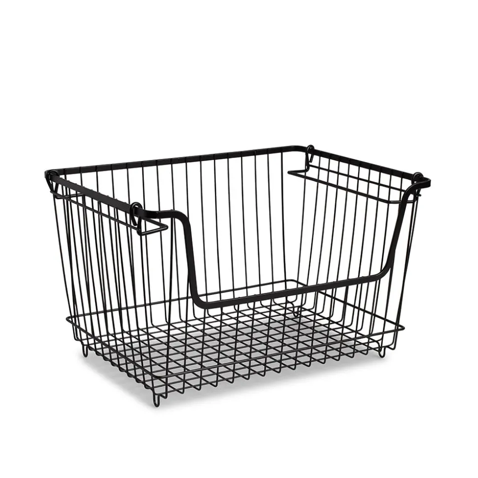 KSP Ashley Stacking Wire Basket Large (Matte Black) 36 x 27 x 22.5 cm