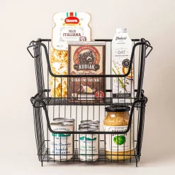 KSP Ashley Stacking Wire Basket Large (Matte Black) 36 x 27 x 22.5 cm