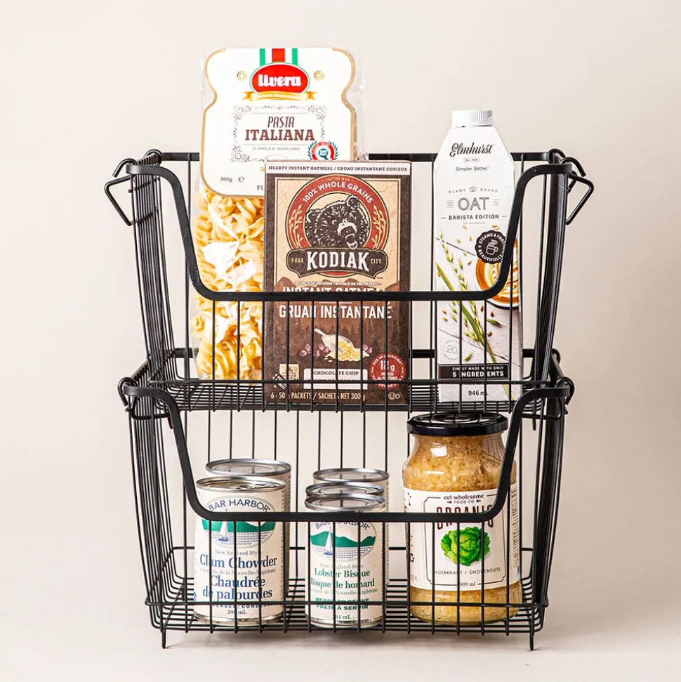 KSP Ashley Stacking Wire Basket Large (Matte Black) 36 x 27 x 22.5 cm