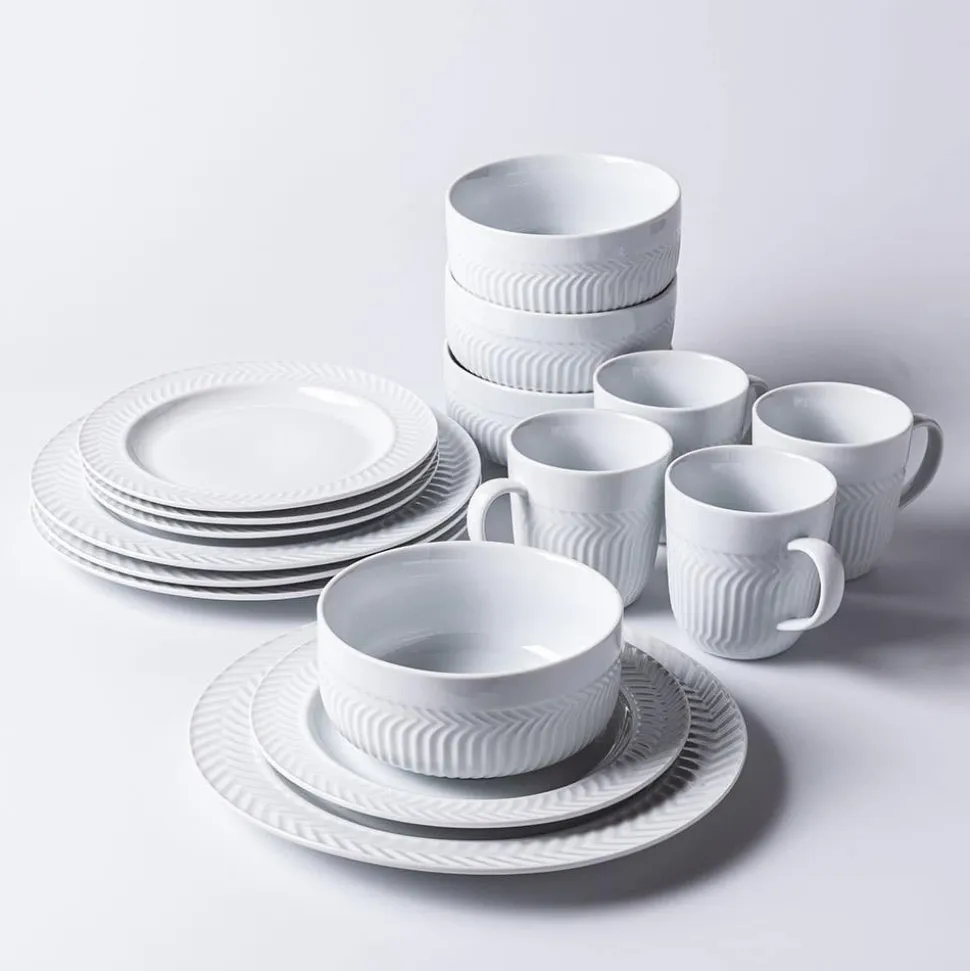 KSP Astrid Porcelain Dinnerware - Set of 16 (White)