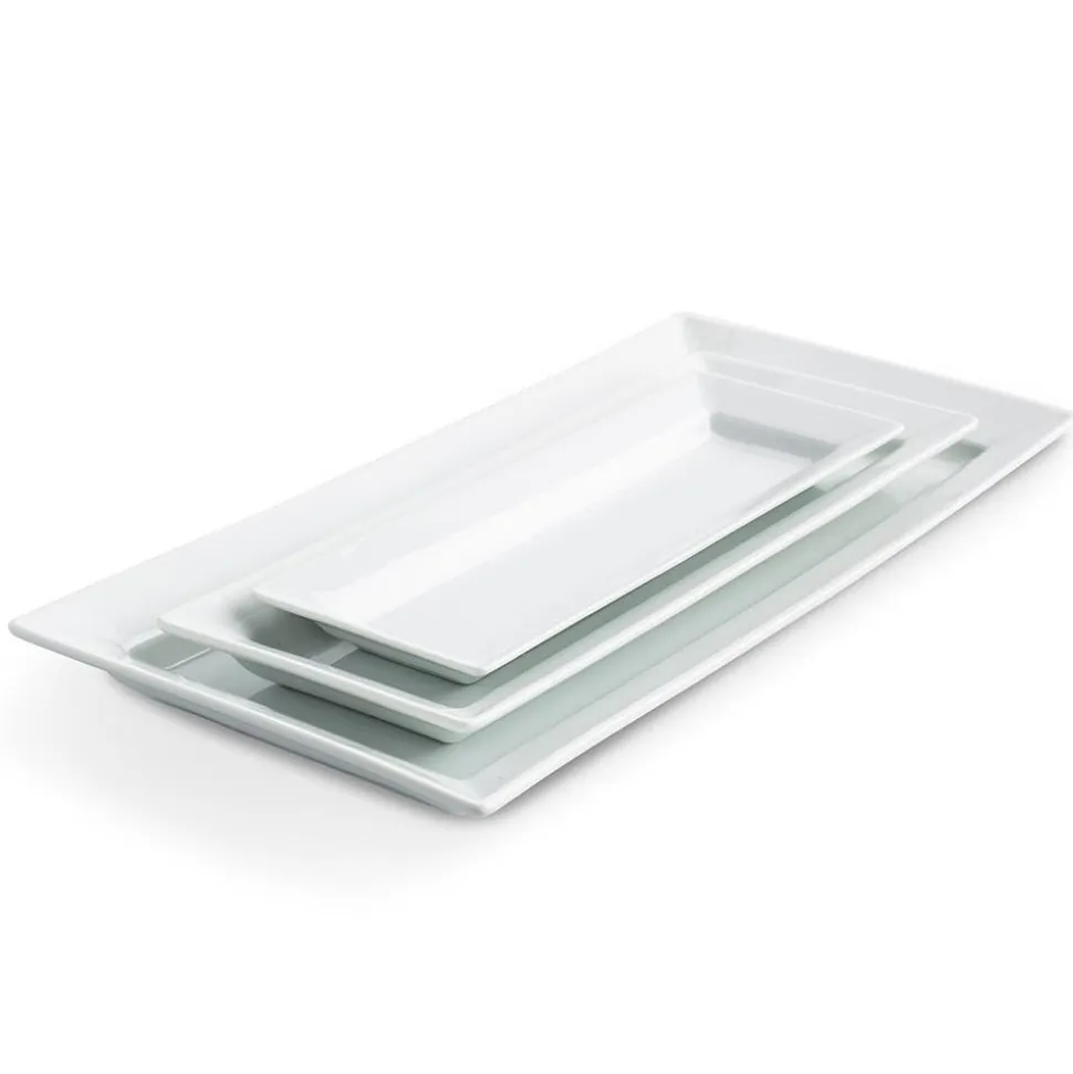 KSP Aurora Porcelain Rectangular Platter - Set of 3 (White)