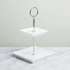 KSP Aurora '2-Tier' Porcelain Buffet Plate Square (White)