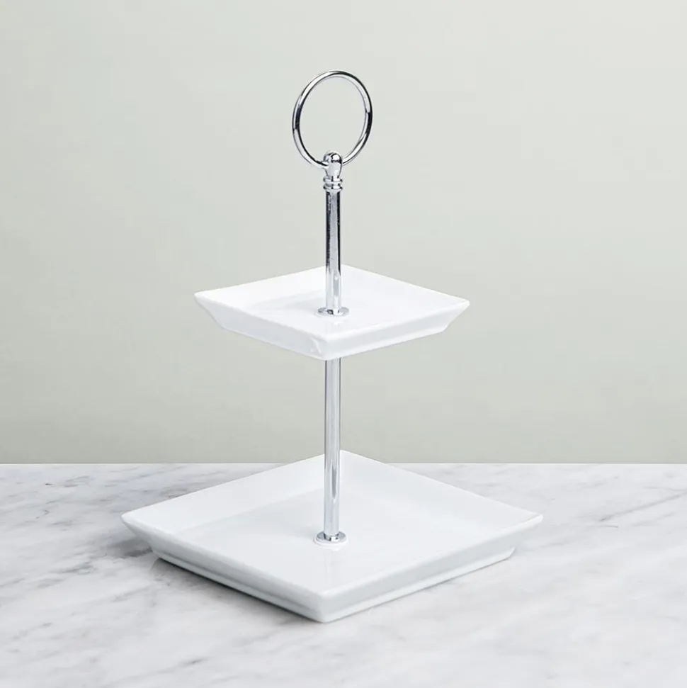 KSP Aurora '2-Tier' Porcelain Buffet Plate Square (White)
