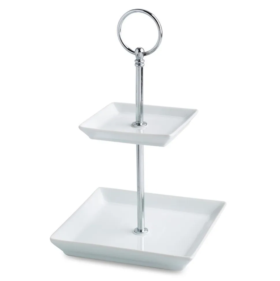 KSP Aurora '2-Tier' Porcelain Buffet Plate Square (White)