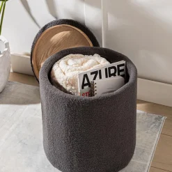 KSP Ava Collapsible Teddy Ottoman (Charcoal)