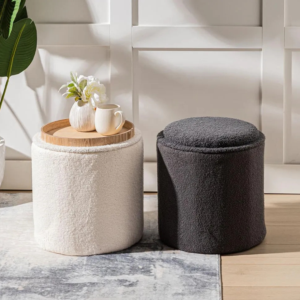 KSP Ava Collapsible Teddy Ottoman (Charcoal)