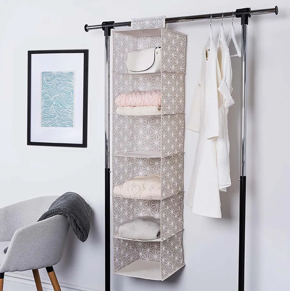 KSP Axis '6-Shelf' Hanging Organizer (Taupe) 30 cm sq. x 127 cm