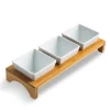 KSP Bamboo Triple Dish Stand (White/Natural)