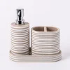 KSP Berkeley Stripe Resin Bath Accessory - Set of 3 (Natural/White)