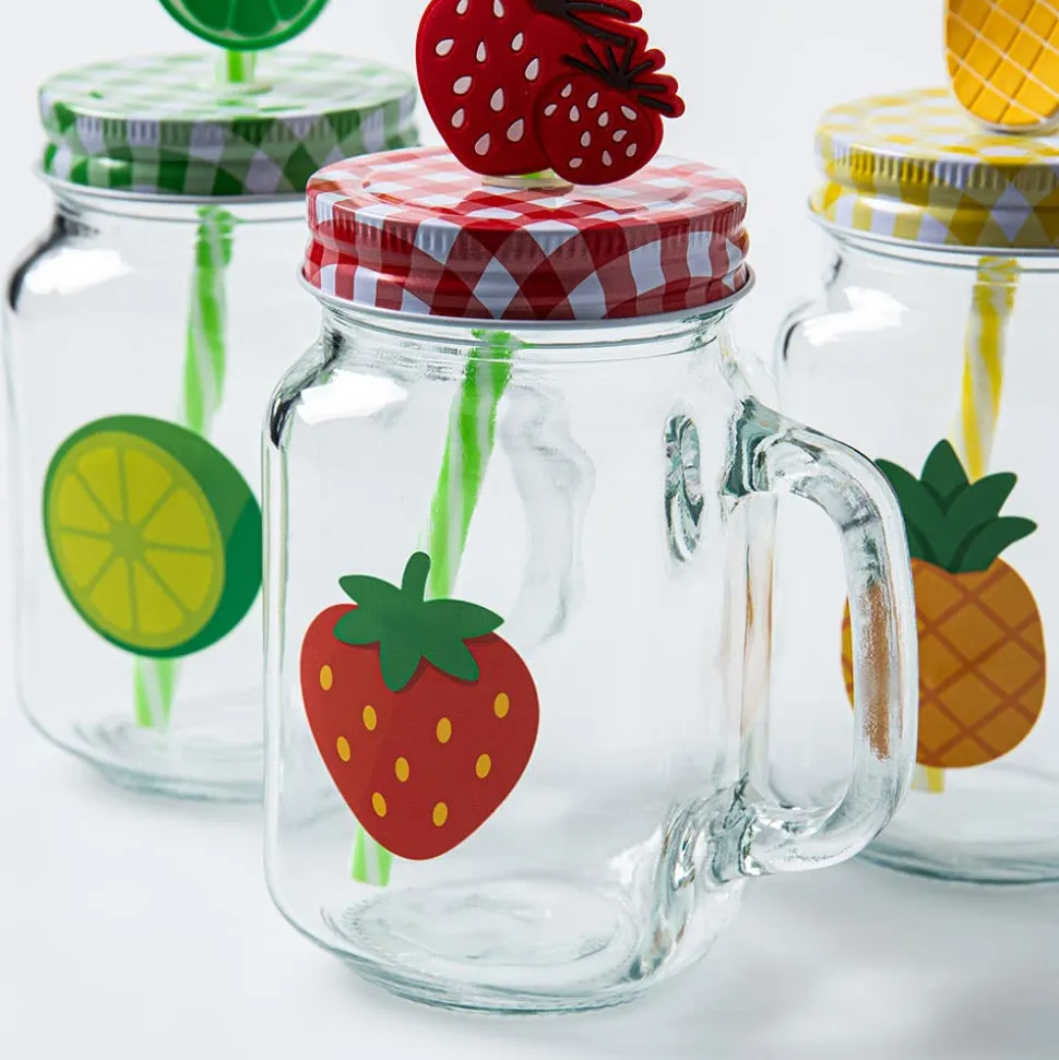 KSP Berry Sweet 'Fruit' Glass Mason Drinking Jar - Set of 4