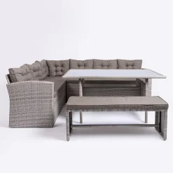 KSP Caban Outdoor Couch & Dining Table - Set of 3 (Grey)