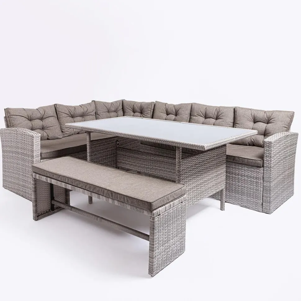 KSP Caban Outdoor Couch & Dining Table - Set of 3 (Grey)