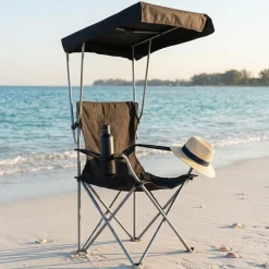 KSP Camper Folding Chair with Canopy 52x52x85cm (Black)